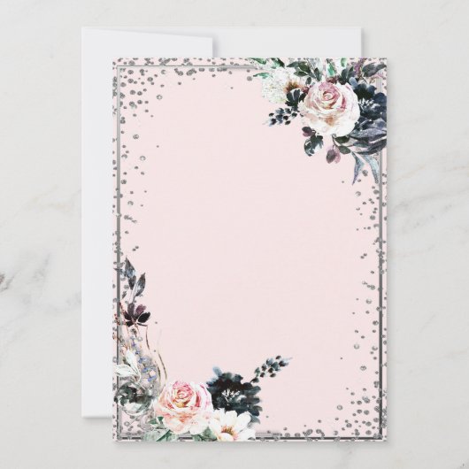 Silver Tiara, Diamant Rahmen Weiße Blume Einladung (Rückseite)