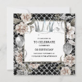 Silver tiara Shabby Chic Blütenmädchen Einladung (Vorderseite)