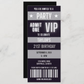 Silver Ticket 21. Geburtstagsparty Einladung (Vorne/Hinten)