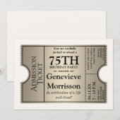 Silver Ticket Style 75. Geburtstagsparty Einladung (Vorne/Hinten)