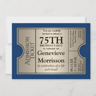 Silver Ticket Style 75. Geburtstagsparty Einladung