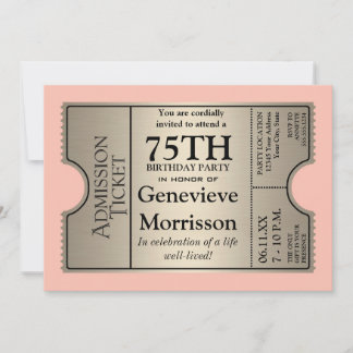 Silver Ticket Style 75. Geburtstagsparty Einladung