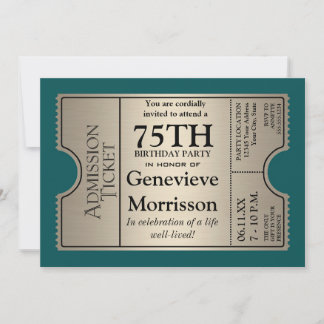 Silver Ticket Style 75. Geburtstagsparty Einladung