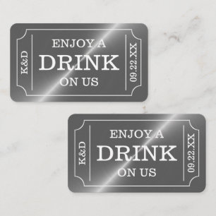 Silver Ticket Style "Enjoy a drink on us" Begleitkarte