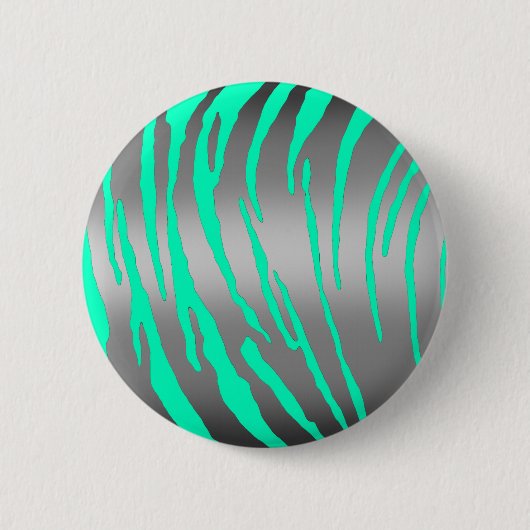 Silver Tiger Stripes Aqua Button (Vorderseite)
