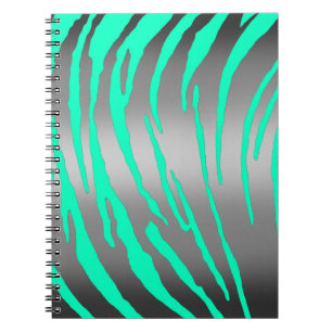 Silver Tiger Stripes Aqua Notizblock