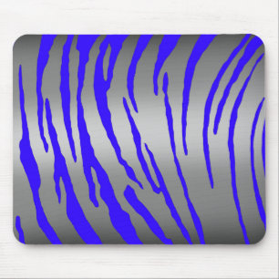 Silver Tiger Stripes Blue Mousepad