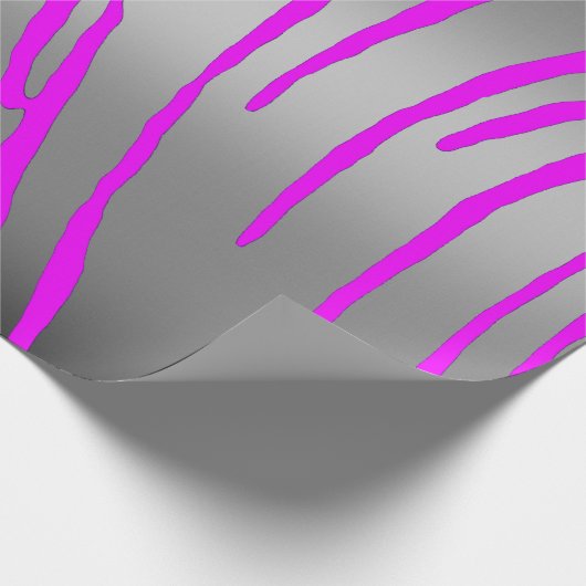 Silver Tiger Stripes Rosa Geschenkpapier (Ecke)