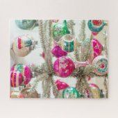 Silver Tinsel Tree mit Shiny Brite Ornaments Puzzle (Horizontal)