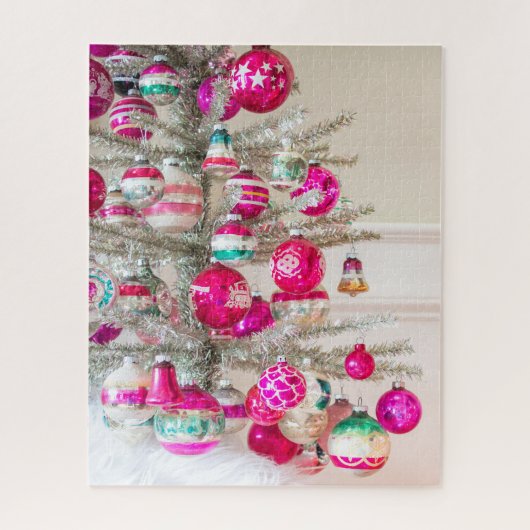 Silver Tinsel Tree mit Weihnachtsgeschmack Puzzle (Vertikal)