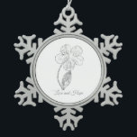 Silver Tone Love & Hope Snowflake Framed Ornament<br><div class="desc">Celebrate the season with this elegant pewter snowflake ornament. Featuring a refined grey-scale version of my hand-drawn 'Love and Hope' floral art, this piece is designed to harmonize perfectly with its silver-toned frame. A beautiful symbol of resilience and beauty, perfect for your holiday tree or as a year-round inspirational window...</div>