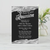 Silver Tone Modernes Class Wiedersehen Partys Einladung (Stehend Vorderseite)