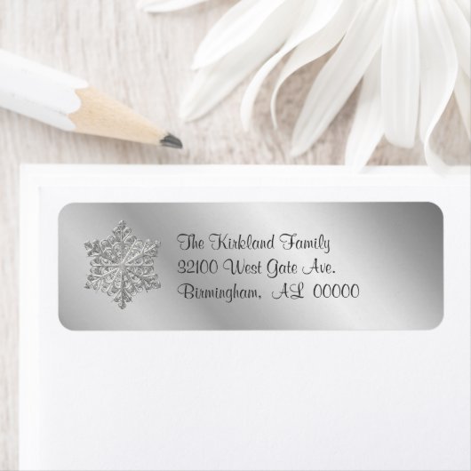 Silver tone Snowflake Address Labels (Insitu)