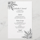 Silver Tone Snowflake Winter Wedding Menü (Vorderseite)