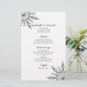 Silver Tone Snowflake Winter Wedding Menü (Stehend Vorderseite)