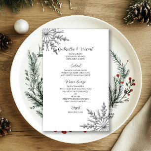 Silver Tone Snowflake Winter Wedding Menü