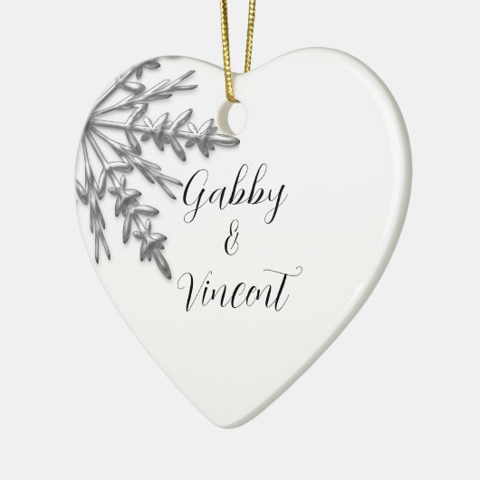 Silver Tone Snowflake Winterhochzeit Keramikornament (Links)