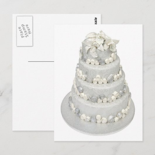 Silver Tone Wedding Cake Postkarte (Vorne/Hinten)