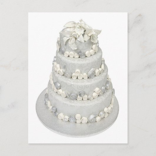 Silver Tone Wedding Cake Postkarte (Vorderseite)