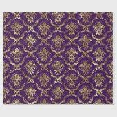 Silver Tones Floral Pattern Purple Background Geschenkpapier (Flach)