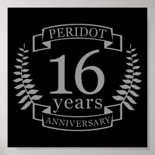 Silver Traditioneller Hochzeitstag 16 Jahre Poster