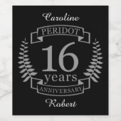 Silver Traditioneller Hochzeitstag 16 Jahre Weinetikett (Einzelnes Label)