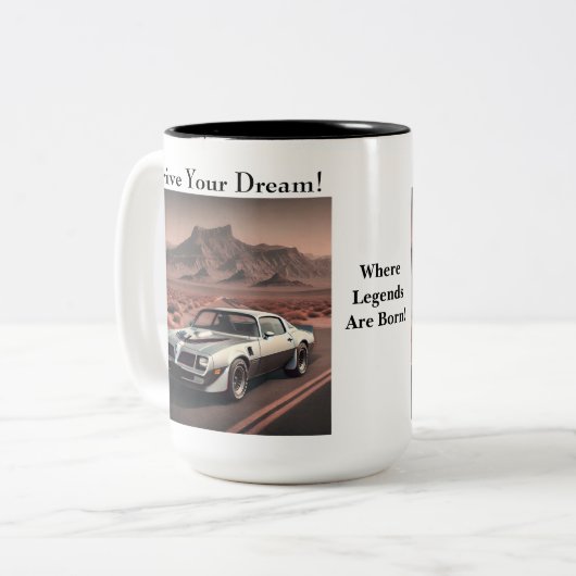 Silver Trans Am Style Classic Car Zweifarbige Tasse (Vorderseite Links)