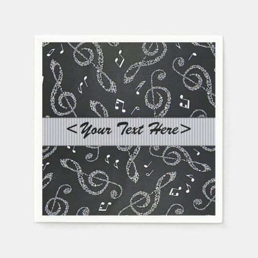 Silver Treble Clefs Stilvoll Napkins personalisier Serviette (Vorderseite)