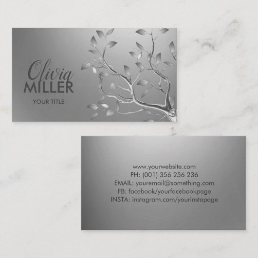 Silver Tree Branch Visitenkarte (Vorne/Hinten)