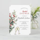 Silver Tree Branches, Wineglass Brautparty Einladung (Stehend Vorderseite)