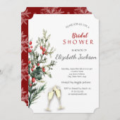 Silver Tree Branches, Wineglass Brautparty Einladung (Vorne/Hinten)