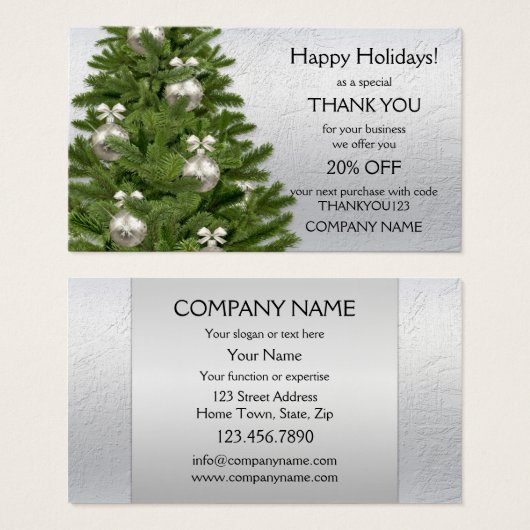 Silver Tree Holidays Danke Business Card (Vorne & Hinten)