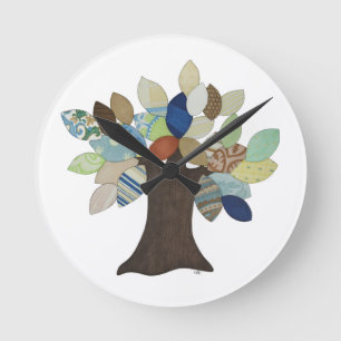 Silver Tree Round Clock Runde Wanduhr