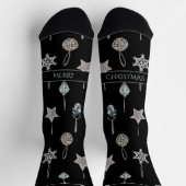 Silver Tree Toys on Black Christmas Socken (Oben)