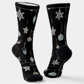 Silver Tree Toys on Black Christmas Socken (Gewinkelt)