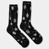 Silver Tree Toys on Black Christmas Socken (Rechts)