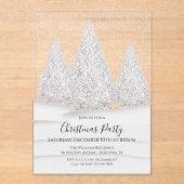 Silver Tree's Snowy Wintry Scene Weihnachten Acryleinladungen (Vorderseite)