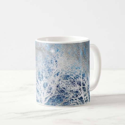Silver Trees Winter Sublimationen Kaffeetasse (VorderseiteRechts)