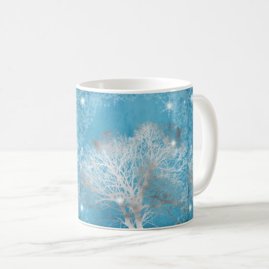 Silver Trees Winter Sublimationen Kaffeetasse (VorderseiteRechts)