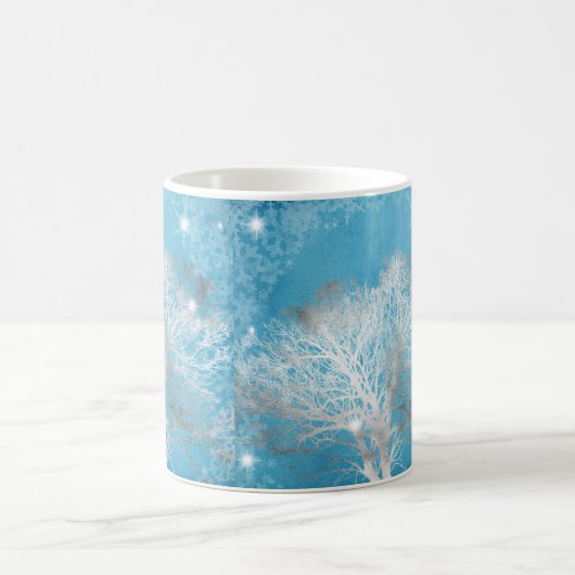 Silver Trees Winter Sublimationen Kaffeetasse (Mittel)