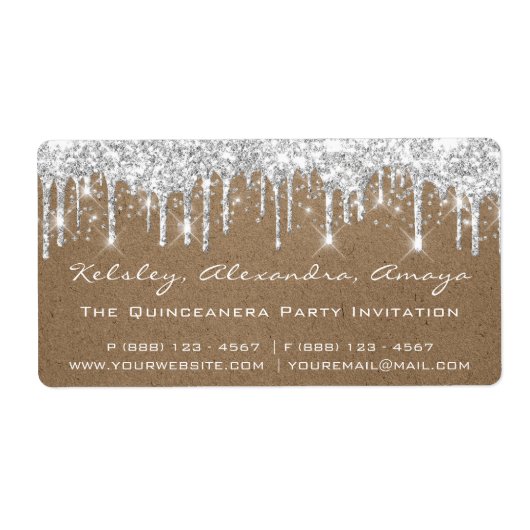 Silver Tropfen Confetti Bridal Sweet 16. Paper Kra (Vorne)