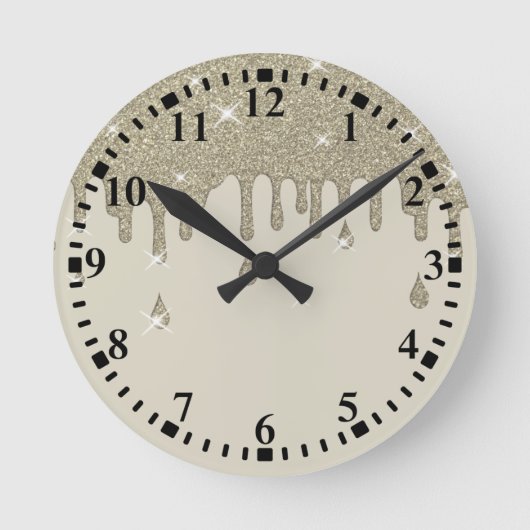 Silver Tropfen Glitzer Effekt & Glitzern Runde Wanduhr (Vorderseite)