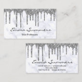 Silver Tropfen Marble Customize Glitzer Visitenkarte (Vorne/Hinten)