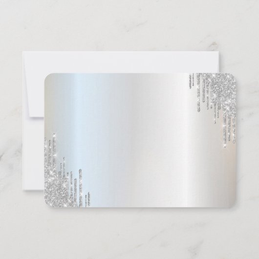 Silver Tropfens Blauer Kleid Sweet 15 UAWG Einladu Einladung (Rückseite)