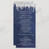Silver Tropfens Event Wedding Program Formal Navy Programm (Vorne/Hinten)