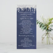 Silver Tropfens Event Wedding Program Formal Navy Programm (Stehend Vorderseite)