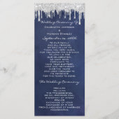 Silver Tropfens Event Wedding Program Formal Navy Programm (Vorderseite)