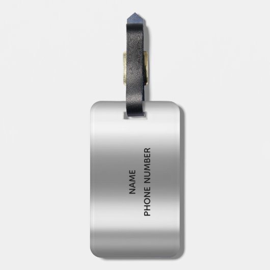 SIlver Tropfens Glitzer Metal Monogram Gepäckanhänger (Rückseite vertikal)