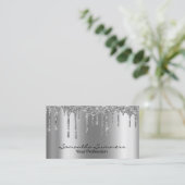 Silver Tropfens Metal Look Elegante, individuell Visitenkarte (Stehend Vorderseite)