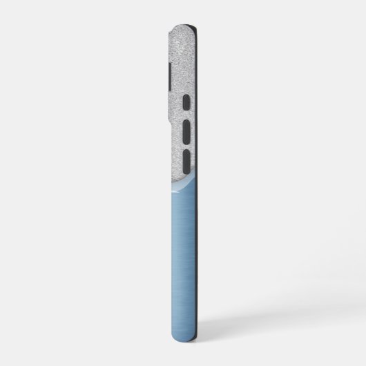 Silver Tropfens Monogram Blue Metallic iPhone 16 Hülle (Linke Seite)